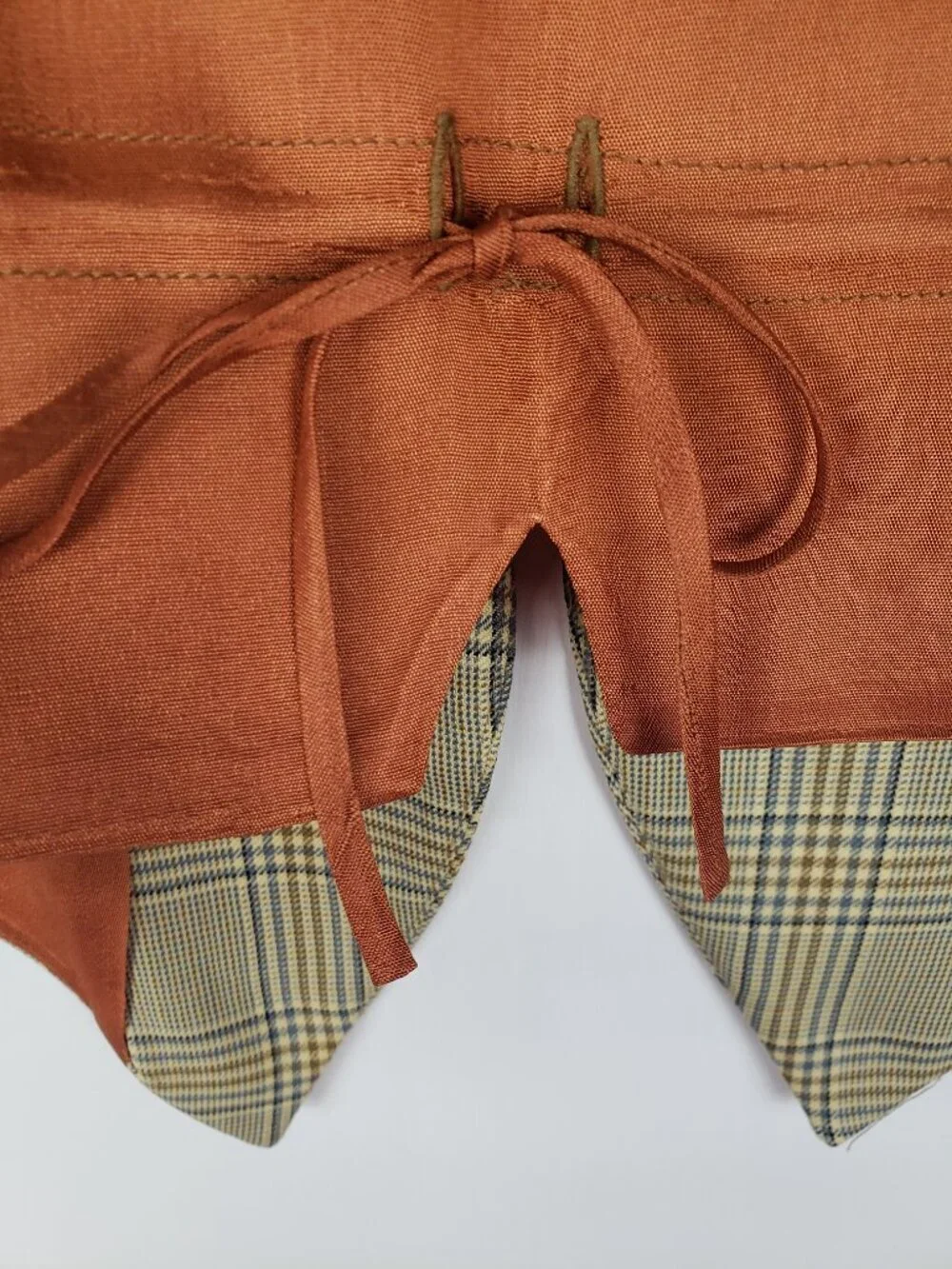 Gruppo Americano Tan Glen Plaid Wool Waistcoat Menswear Lapel Vest Womens Small